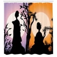 thumbnail image 3 of Ambesonne Japanese Art Shower Curtain, Folk Women Night Sky, 69"Wx84"L, Lilac Orange Charcoal Grey, 3 of 3