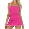 thumbnail image 4 of GEWSEY Women Tankini Bathing Suits Tummy Control Ruched Swimsuits Colorblock Drawstring Swimwear Hot Pink, S, 4 of 8