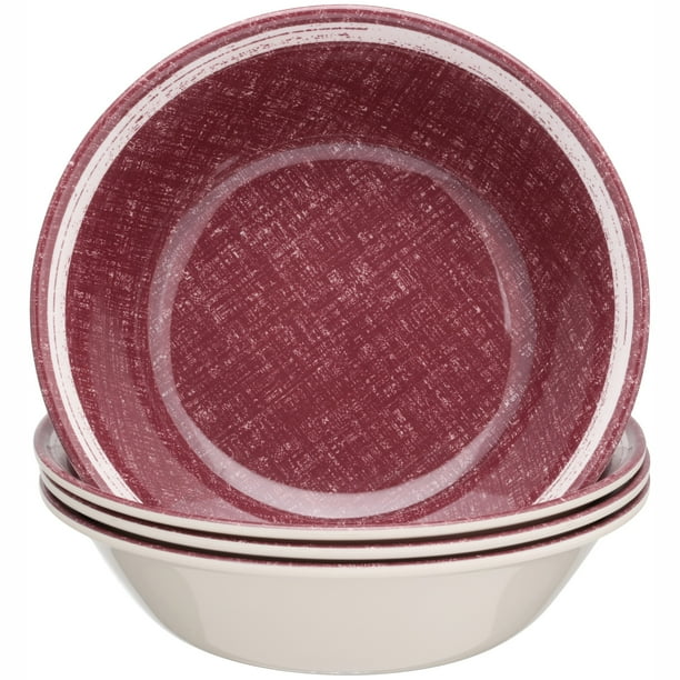 Mainstays Outdoor Melamine Red Linen Bowl, Set of 4