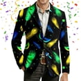 thumbnail image 2 of IWRICH Men's Mardi Gras Jacket Carnival Corduroy Blazer Printed Breasted Soft Work Formal Warm Casual Coat 02-Black L, 2 of 4