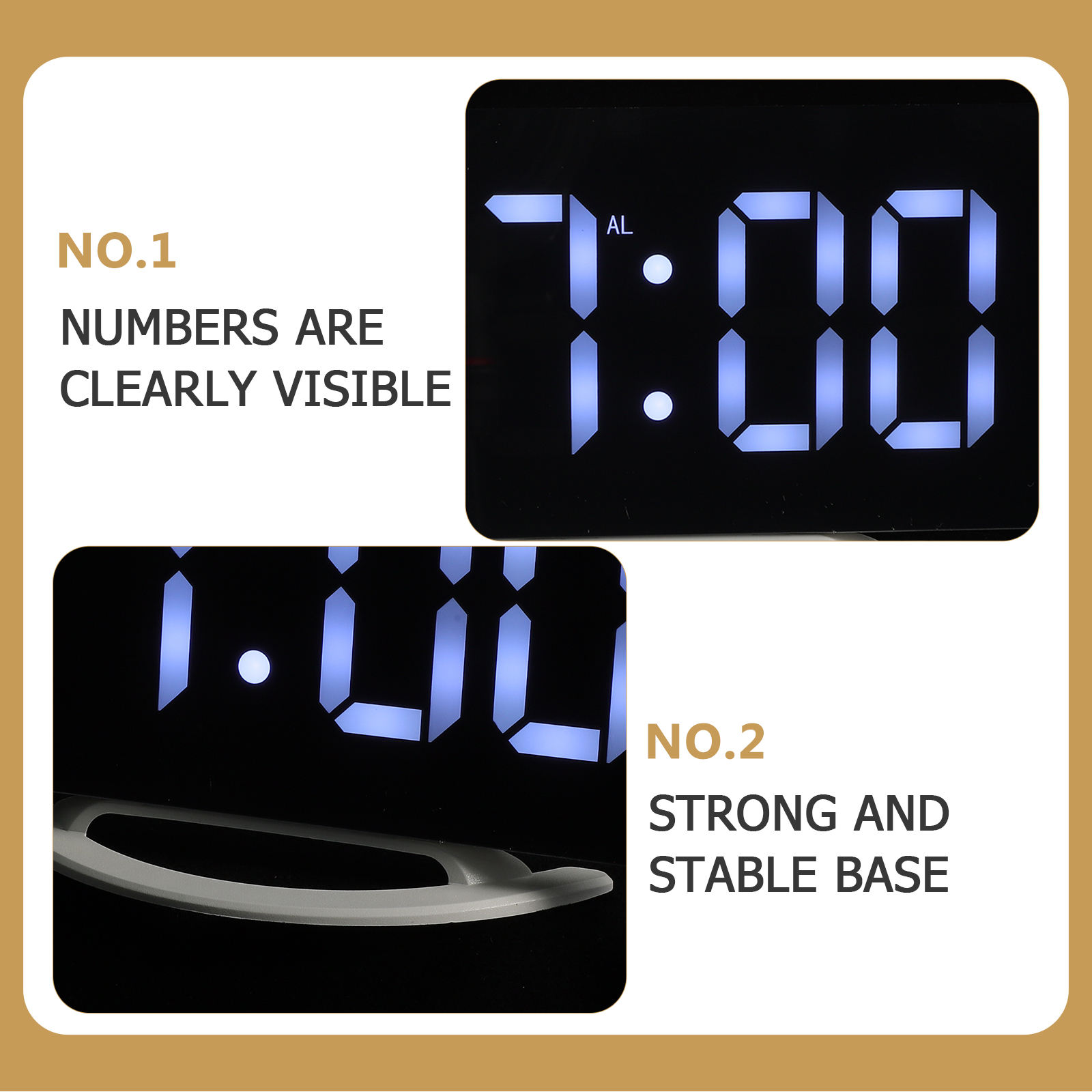 AURARMLET Loud Vibrating Alarm Clock with Clear Digits for Bedroom and Office