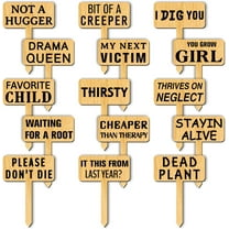 15Pcs Funny Plant Markers Wooden Garden Stakes T-Type Garden Labels Funny Garden Signs Garden Tags for Indoor and Outdoor Potted Seed Herbs