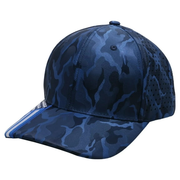 US Flag Embroidery Visor Shiny Camo Perforated Baseball Hat Cap (Royal Blue)