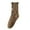 Khaki, variant on Women's Double Needle Lace Trim Mid Calf Socks Solid Color Striped Ruffle Casual Crew Socks For Girls And Students Stud Socks