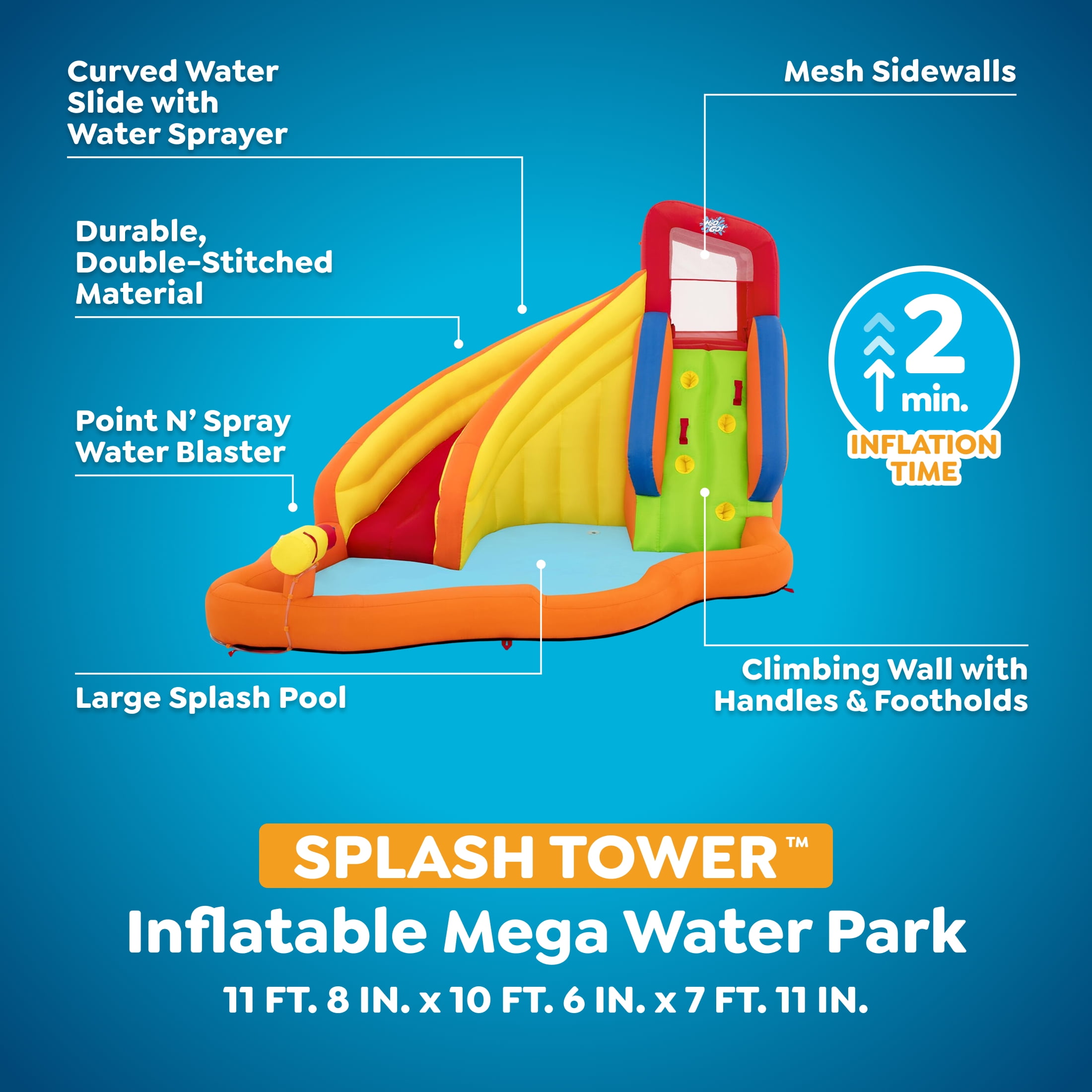 H2OGO! Splash Tower Kids Inflatable Mega Water Park