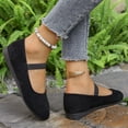 thumbnail image 6 of Hopeusnice Sandals for Women Flat Heel Breathable Soft Pumps Shoes Flock Materials Summer And Fall Shoes Trendy Women's Sandals Non-Slip Roman Vacation Shoes Black 38, 6 of 9