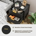 thumbnail image 5 of Nightstand with Charging Station, Side Table with 2 Drawers, Fluted End Table with Gold Metal Legs & Handle, Bedside Table with Wide Tabletop, Night Stand with Fluted Panel for Bedroom (1, Black), 5 of 6