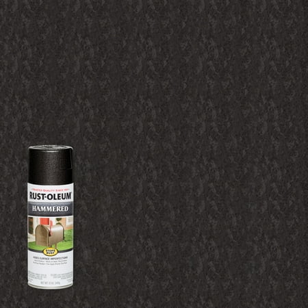 Black, Rust-Oleum Stops Rust Hammered Spray Paint-7215830, 12 oz