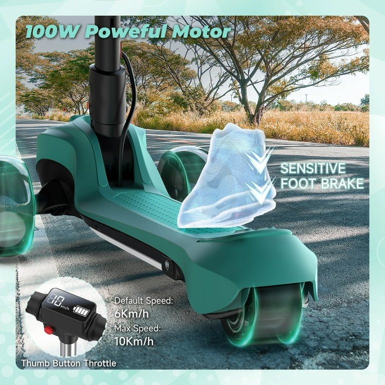 iHoverboard B2 Electric Scooter for Kids Ages 3 LED Light up Wheels and Pedal 100W motor Foldable and Height Aadjustable Toddler Motorized