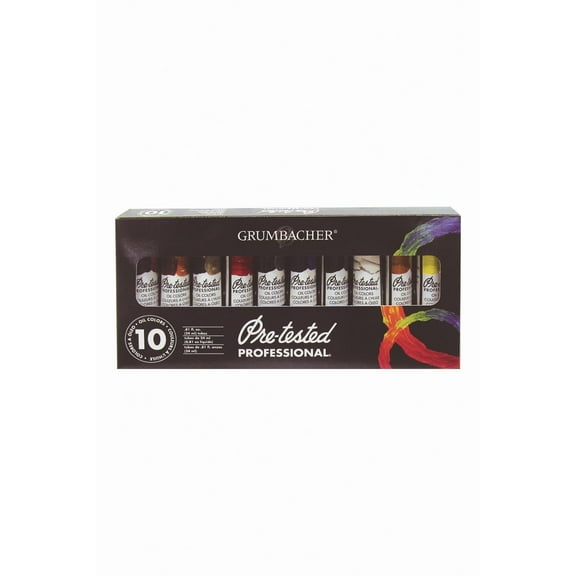 Grumbacher Pre-Tested Oil Paint, 24ml/0.81 oz. Tube, 10-Color Set