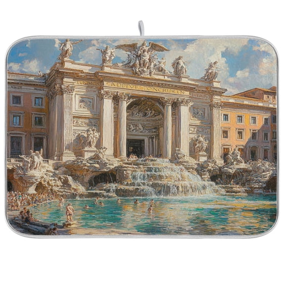 BZSMCE Dish Drying Mat The Stately Fountain Painting Design Drying Mats