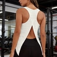 thumbnail image 2 of Miluxas Racerback Workout Tank Tops for Women Split Open Back Athletic Sports T Shirts Sleeveless V Neck Tunic Tank Tops for Gym Yoga Running White, 2 of 7