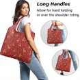 thumbnail image 2 of 5 Pack Foldable Shopping Bag,Red Christmas Golden Reindeer Pattern Reusable Grocery Bags with Pockets,Large Reusable Tote Bags with Handles Waterproof & Lightweight, 2 of 6