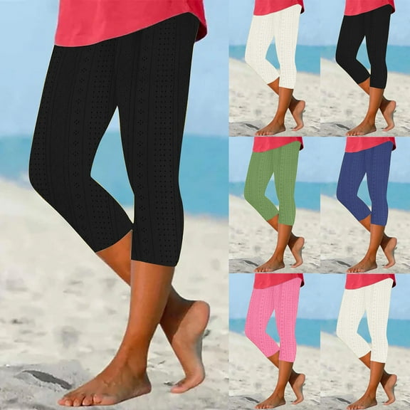 Capri Pants for Women, Xunlbb Women’s Elastic Waist Summer Solid Casual With Outing Capris Pants(Black,S)