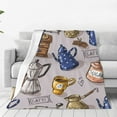thumbnail image 4 of Salouo Antique Vintage Teapot Coffee Grinder Print Bed Blankets,Flannel Blanket Comfortable Air Conditioning Blanket Lightweight Blanket for Sofa Bed Travel & Couch -60"x50", 4 of 8
