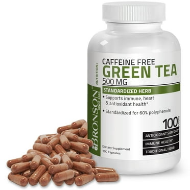Bronson Green Tea Extract Capsules Caffeine Free, 500mg, 100 Capsules