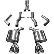 Corsa 15-17 Dodge Challenger Hellcat Dual Rear Exit Extreme Exhaust w/ 3.5in Polished Tips Fits select: 2015-2016,2019-2022 DODGE CHALLENGER R/T SCAT PACK