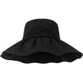 thumbnail image 5 of CoCopeaunts Black Bucket Hat Big Pleated Brim Summer Outdoor UV Protection Fisherman Hat Simple Solid Color Ladies Bucket Cap, 5 of 8