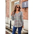 thumbnail image 5 of Zeagoo Casual Long Sleeve Shirts for Women Boho Floral Blouse V Neck Work Tunic Tops Daily Wear, 5 of 5