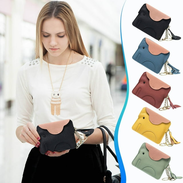 Monedero de cuero para monedas para mujeres y niñas - cartera con cierre cremallera para efectivo, tarjetas, llaves y artículos esenciales