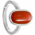 thumbnail image 2 of Natural Italian Red Coral Moonga Sterling 925 Sterling Silver Men & Women's Adjustable Ring, 2 of 3