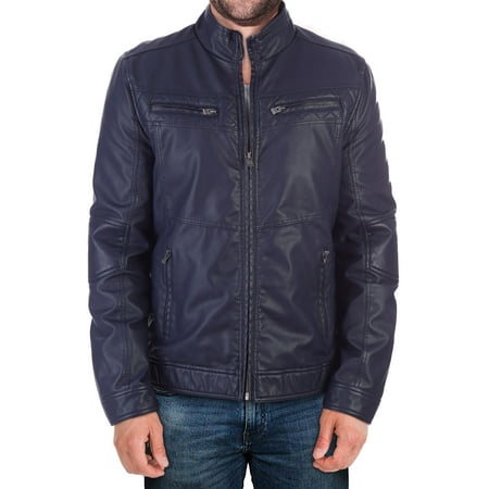 X Ray Jeans Men's Leather Jacket Coat, Sherpa Lined Faux PU Leather Aeronautical Motorcycle Biker Jacket for Men