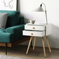 thumbnail image 5 of Costway Mid Century Modern 2 Drawers Nightstand In White Sofa Side Table End Table, 5 of 11