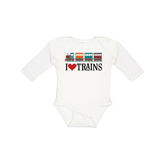 Inktastic I Love Trains Boys or Girls Long Sleeve Baby Bodysuit