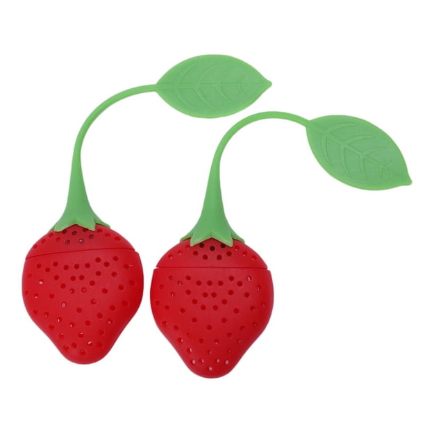 2 piezas de infusor de té de silicona con forma de bola, colador de té, cuchara, variedad de fresas