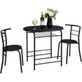 thumbnail image 7 of VINGLI 3 Piece Dining Set,Small Kitchen Table Set for 2,Breakfast Table Set for 2,Kitchen Wooden Table and 2 Chairs for Small Space/Dining Room/Apartment,Metal Frame,Wine Rack,Black&Natural, 7 of 7
