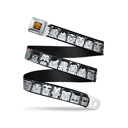Bob's Burgers 15-Character Blocks White/Black/Multi Color Webbing - Seatbelt Belt (Sons Of Anarchy Best Characters)