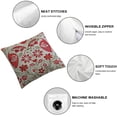 thumbnail image 4 of Jiayy Pillow Case Danish Heart Scandinavian Red Folk Pattern Birds Retro Holidays Finnish Nature Nordic Rural Farmhouse Decorative Throw Pillows Covers  2 pcs for Fall Decorations, 4 of 6