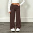thumbnail image 2 of SGFCWSX Girls Yoga Pants, High Waist Stretchy Wide Leg Soft Casual School Comfy Leggings Brown Size 14, 2 of 9