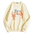 thumbnail image 3 of Sweatshirts Trendy Graphic Novelty Red Lobster Print Sweatshir Cotton Crew Shirt for Women Men Fashion Hoodies & Sweatshirts (Beige,Large), 3 of 4