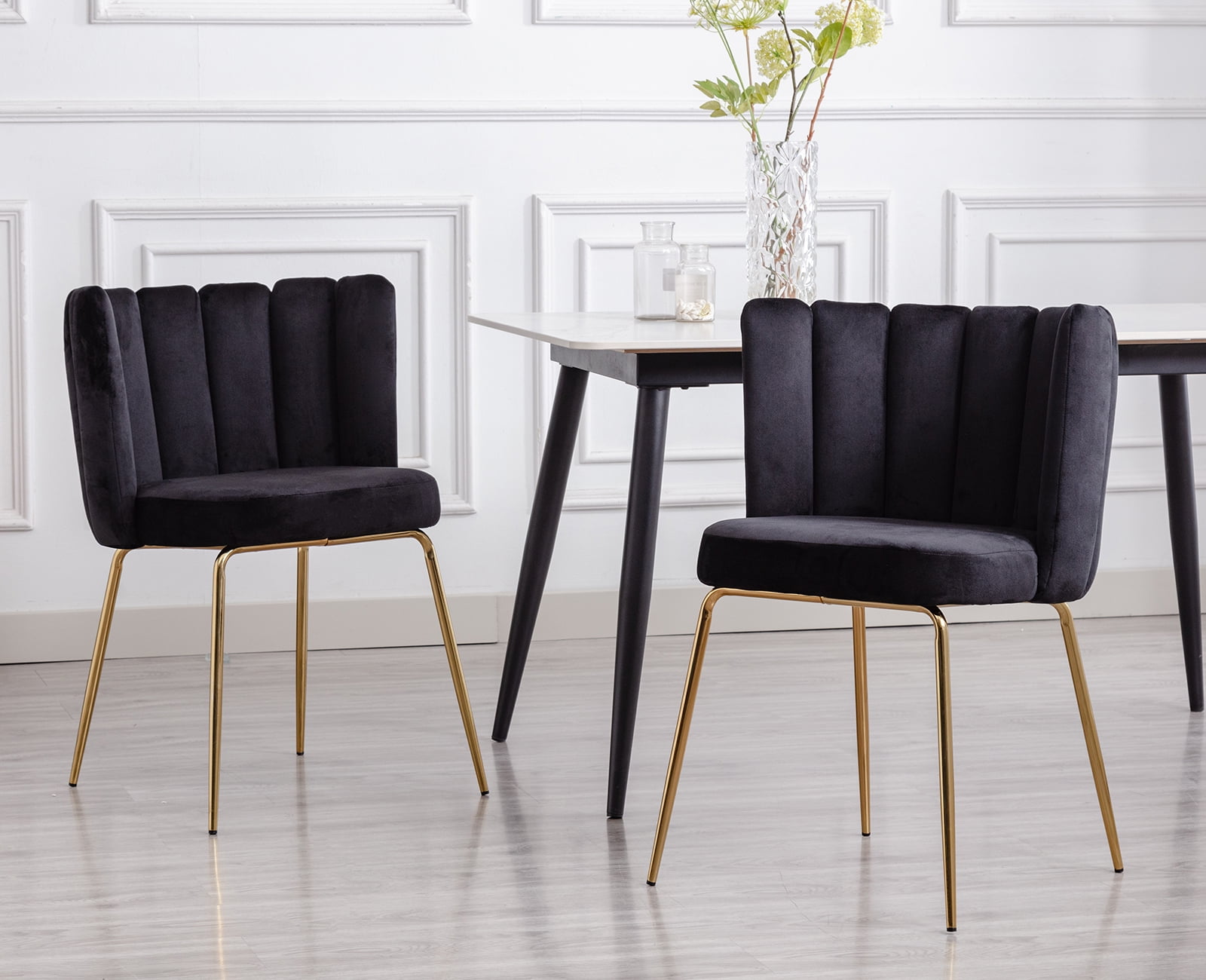 Guyou Velvet Dining Chair Set of 2, Modern Upholstered Side Chairs