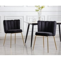 Guyou Velvet Dining Chair Set of 2, Modern Upholstered Side Chairs Accent Chair with Back and Metal Legs for Dining Room Living Room Bedroom, Black