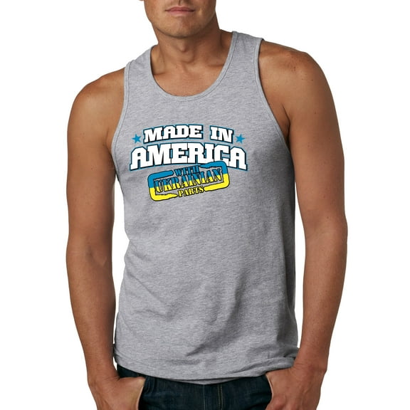 Made In America With Ukrainian Parts Mens Graphic Tank Top, Heather Grey, 3X-Large