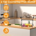 thumbnail image 2 of 2 Tier Fruit Basket Removable Fruit Rack Countertop Multifunctional Fruit Storage Basket Reusable Fruit Bread Basket Fruit Vegetable Basket Kitchen Storage Organizer 14.6×8.7×12.8in, 2 of 9