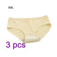thumbnail image 1 of Ropa interior de mujer Calzoncillos de algodón transpirable Bragas de cintura media sin costuras de color sólido, Beige, XXL 3 piezas kenally AP001143-20B*3, 1 of 7