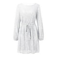 thumbnail image 4 of WTXUE Sequin Dress for Women, Women's Holiday Party Sequin Beaded Lace Up Long Sleeved Dress es, Petite Dresses for Women, White Dress Women, White S, 4 of 5
