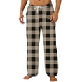 thumbnail image 1 of Men's Flannel Plaid Lounge Pajama Pants - Straight Leg Elastic Drawstring Waist Bottoms, Soft Cotton Checkered Sleep/Lounge Pants with Deep Side Pockets, 1 of 4