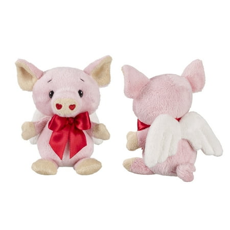 Winged Pig - Li'l Pigsley Pink Plush Pig With Wings and Heart Nostrils - By Ganz