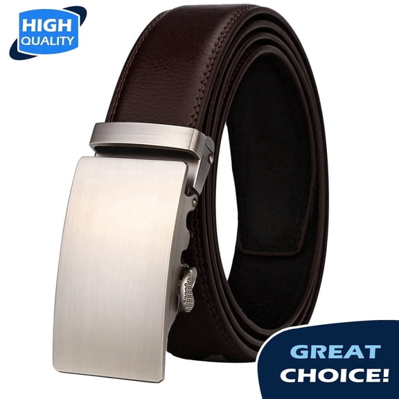 Q&Q ESSENTIALS Mens Ratchet Belt Premium Microfiber Leather Adjustable with Unique Slide Belt Buckle Black