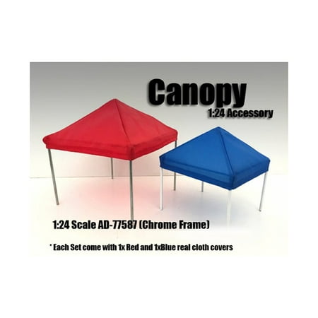 Canopy Accessory Blue and Red with 1 Chrome Frame 1:24 Scale by American Diorama