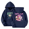 thumbnail image 1 of Moonsky Sudadera con capucha y cordón HUNTRX, estampado de grupo de chicas coreanas, jersey corto, suave y cómodo, top de manga larga para primavera y otoño. Azul marino 120, 1 of 5