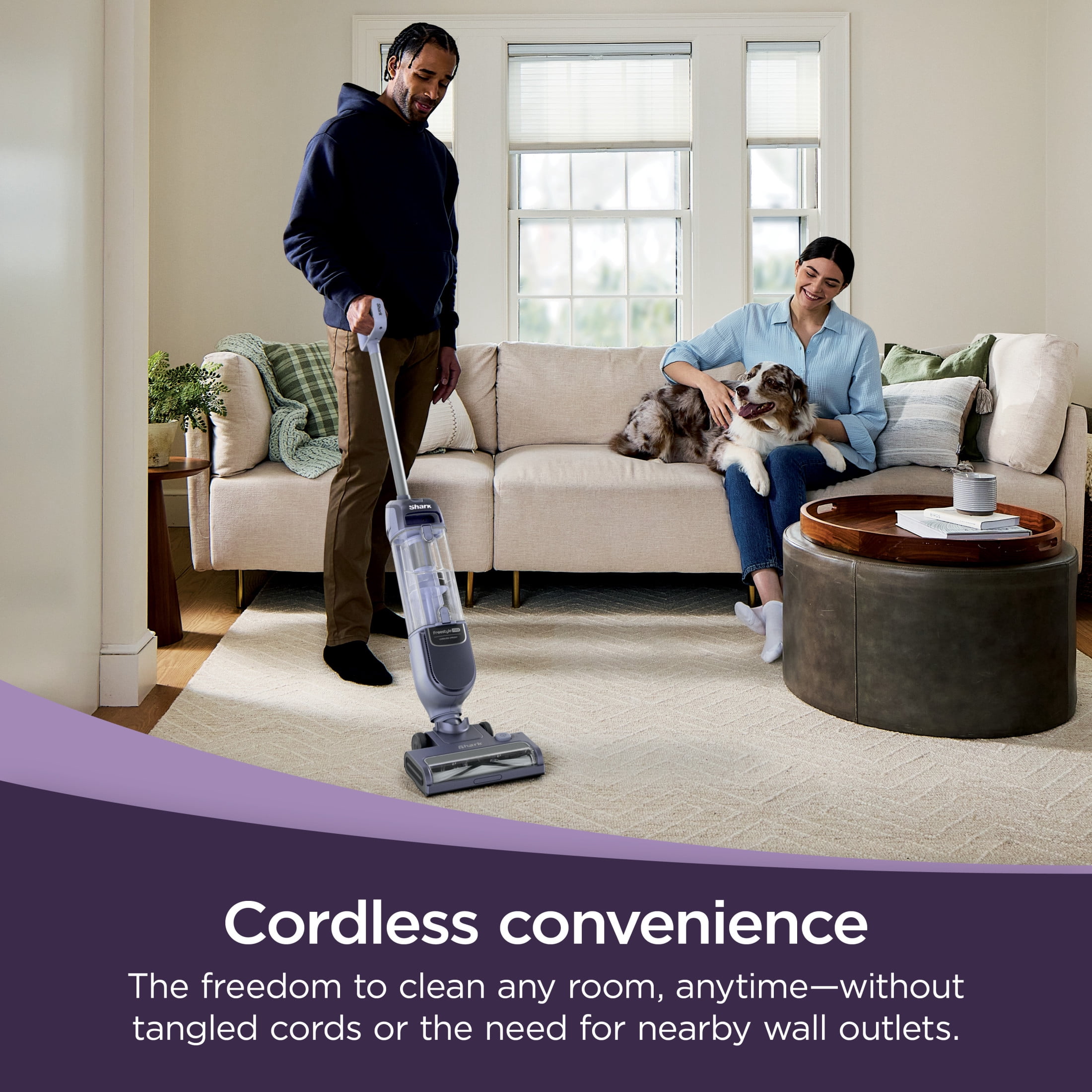 Shark Freestyle Max Cordless Stick Vacuum, Carpet and Hardfloors, 2-Speed Brushroll, Precision Charging Dock, 20-Min Run Time, SV2000 Purple