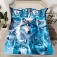 thumbnail image 2 of Manfei 3D Wolf Queen Sheet Sets for Kids, Dreamy Moon Galaxy Flat Sheet, Woodland Animal Queen Fitted Sheet, Super Cozy Room Decor, 4-Piece, 2 of 7