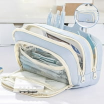 FURNIX Large Pencil Case,Aesthetic Pencil Pouch With 3 Compartments,Lovely Colored Pencil Bag,Stationery Organizer Holder Storage,Aesthetic Super Capacity Container Essentials Bu2