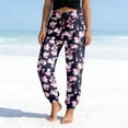 thumbnail image 2 of SONXAHE Women's Floral Print Jogger Pants Soft Cut Spring Daily Stroll Trousers, 2 of 6