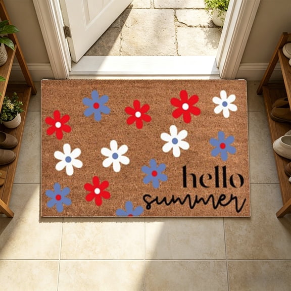 Independence Day Doormat 16x24in Absorbent Non Slip Bathroom Mat Khaki Front Door Rug for 4th of July by Xuniizn